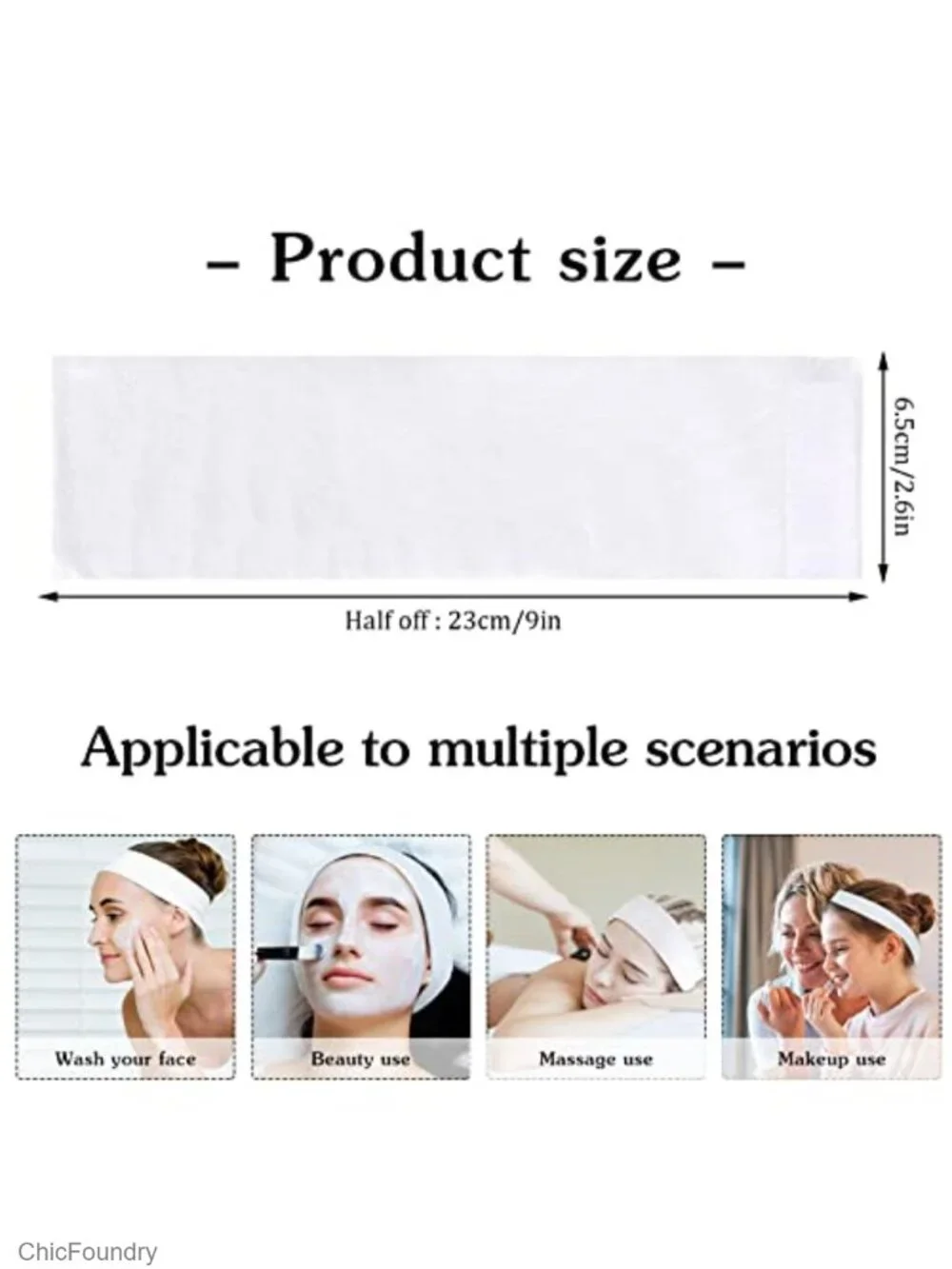 30 Pcs Disposable Spa Headbands, Nonwoven Stretch Facial Wrap